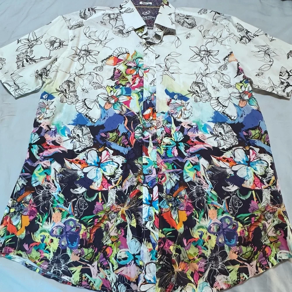 Bugatchi Multicolor Floral Casual Button Down Shirt - Picture 5 of 5